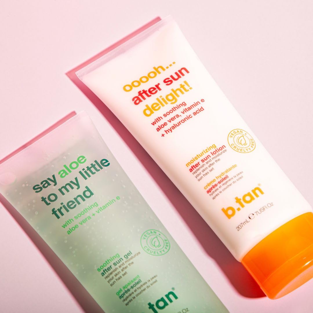 B.TAN After Sun Lotion | Ooooh Aftersun Delight - Aloe Vera & Hyaluronic Acid, Sun Burn Pure Skin Relief, Moisturizing, Soothing, Face & Body Cream, 7 Fl oz