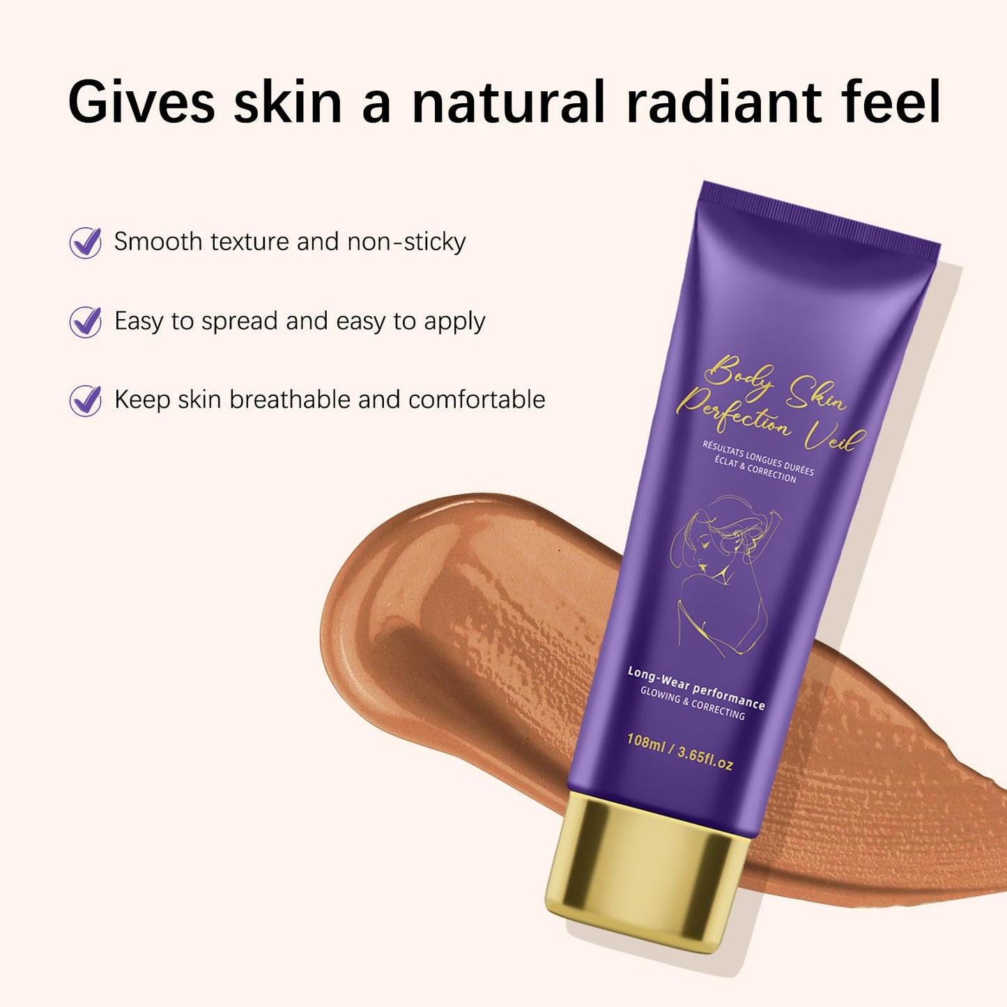 Body Coverage Perfector Waterproof - Hydrating Long-Lasting Concealer Cream with Makeup Brush, Tattoo Cover Up for All Skin Tones, Beauty Body Coverage Complexion Perfector (Deep Radiance)