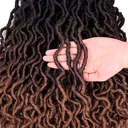 14 Inch Faux Locs Crochet Hair - Soft Goddess Locs for Black Women, 6 Packs, Variation of 1B/4/30