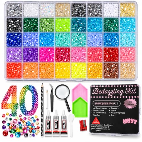 50000Pcs Jelly Rhinestones Craft Kit with Magnifier & Glue for DIY Decor