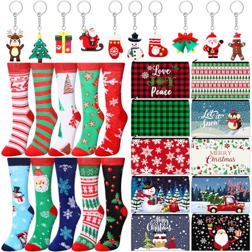 Christmas Gift Set with Makeup Bags, Keychains & Socks - Holiday Decor & Accessories - Christmas Style