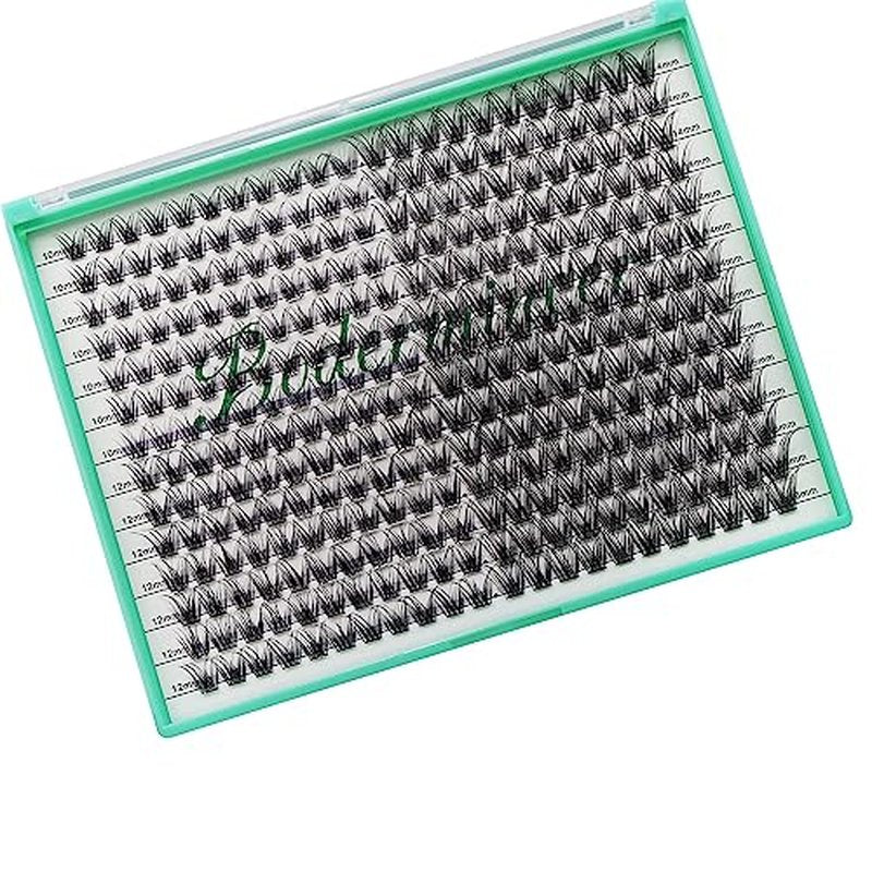 Bodermincer 308pcs XXXL Tray D Curl Cluster Lashes 10-12-14-16mm Mixed Length DIY Eyelashes Extension at Home (10-12-14-16mm Mixed)