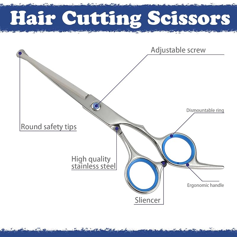 Sievic 27-Piece Hair Cutting Scissors Kit with Blue Variation – 6.5 Inch Stainless Steel Barber Shears, Thinning Shears & Salon Tools Set for Home & Studio