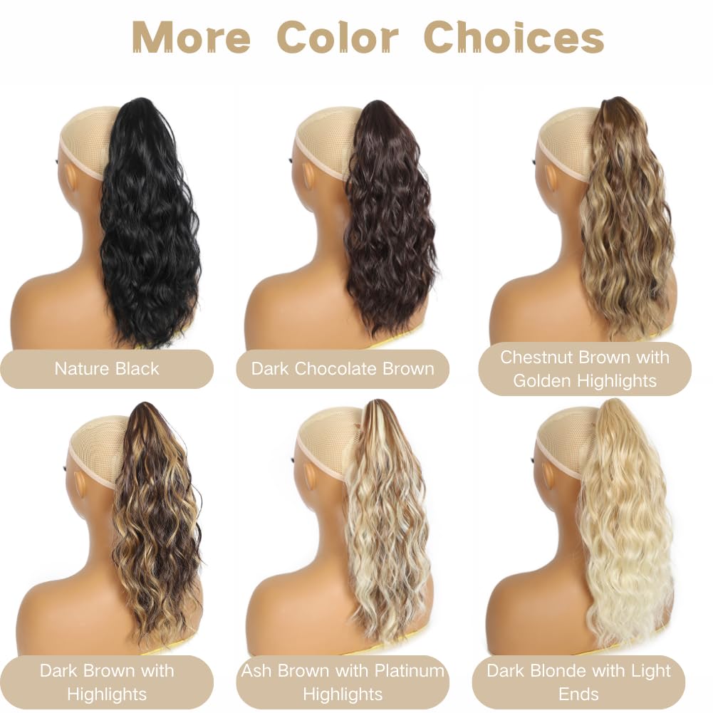 JOOYEAH Ponytail Extensions for Women Claw Clip Ponytail Extension Curly Wavy Ponytail Hair Extension 14" Ponytail Extension for Women Fluffy Natural Looking Synthetic Hairpiece for Daily Use