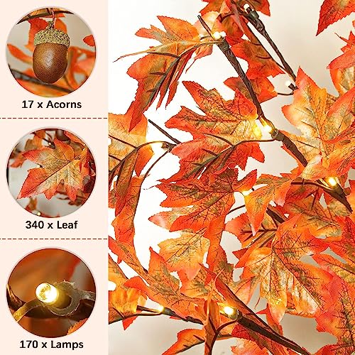 TiYiViRi 7FT 170 LED Lighted Maple Tree Fall Decor with Remote & 8 Modes - Indoor Outdoor Thanksgiving Halloween Party Autumn Tree (Variation: 7ft-170led-1pack)