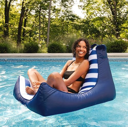Big Joe Captain's Float Pool Lounger American Nautical Stripe Double Sided Mesh 3ft No Inflation