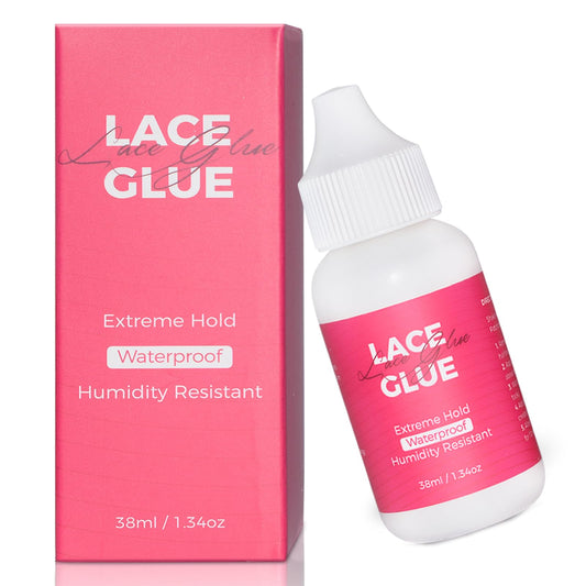 Extreme Hold Lace Glue for Wigs, Waterproof Oil-Resistant Wig Glue for Front Lace Wig, Strong Invisible Bonding Adhesive, 1.3oz, Non-Toxic, No Shine, No Odor or Latex