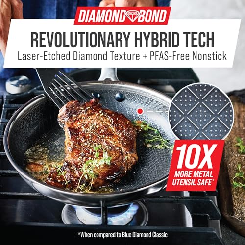 Blue Diamond Diamond Bond 2-Piece Stainless Steel Nonstick Fry Pan Set – 8" & 10"