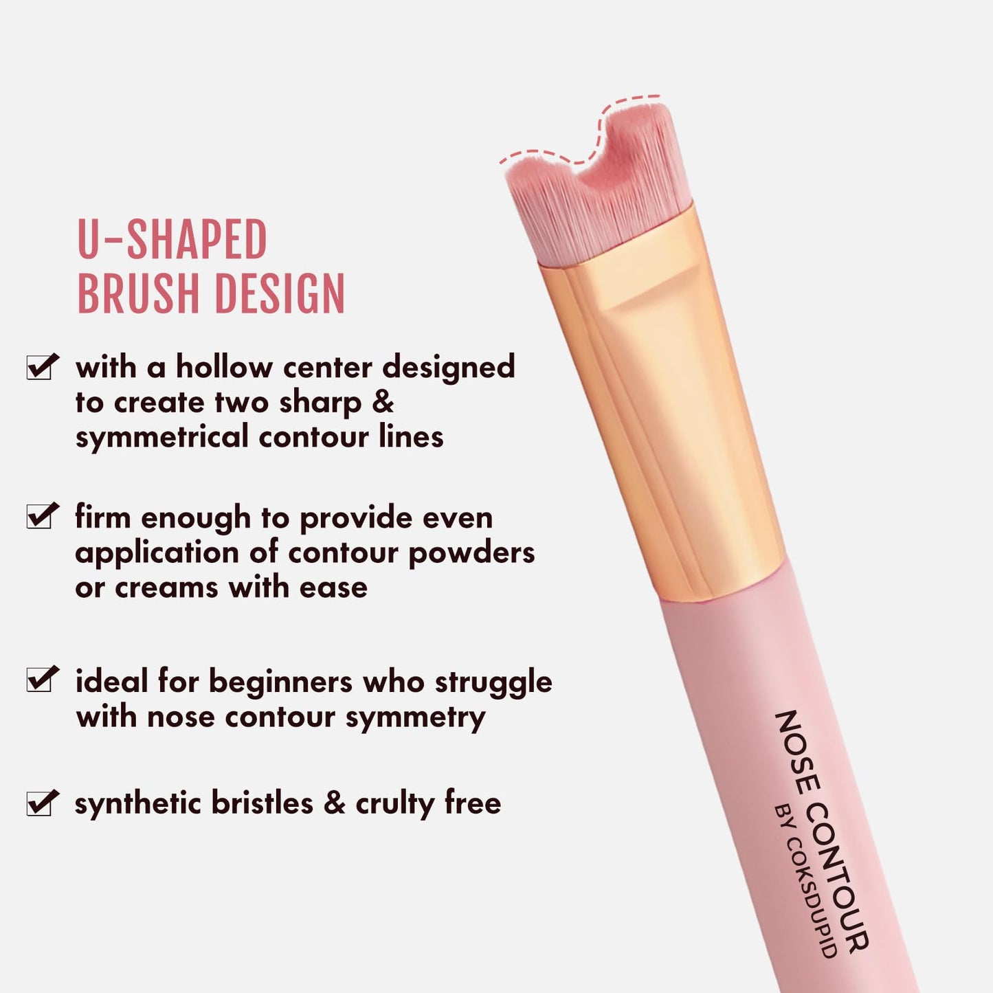 2-In-1 Nose Contour Brush, Dual-Ended U-Shaped & Angled Fluffy Brush, Makeup Contour for Nose Sculpting and Defining