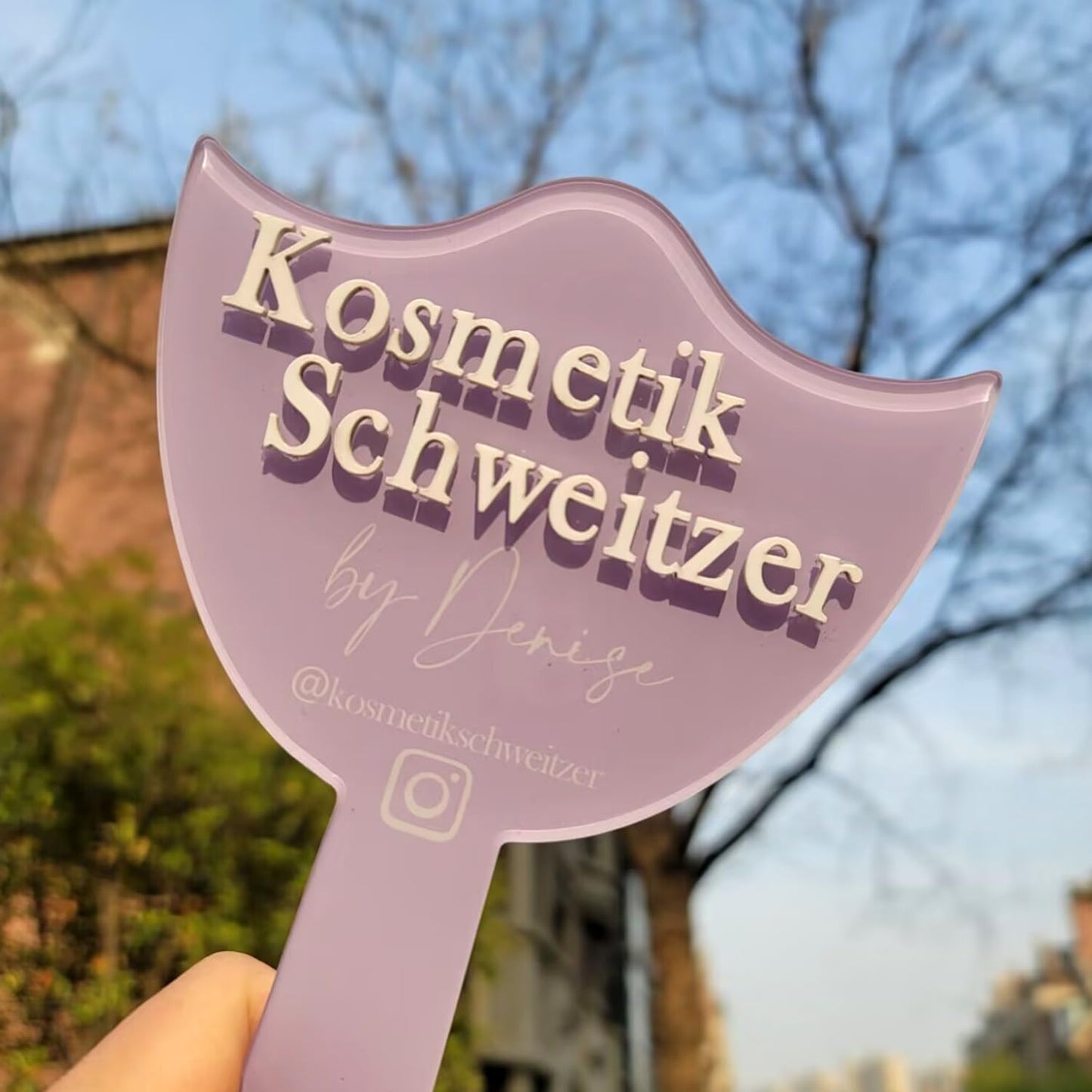 XFYSDIY Custom Mirror Prop, Custom Beauty Technician Social Media Prop, Handheld Mirror Social Media Prop, Aesthetics Props, Salon Decor, Mirrors for Lash Techs(Pink)