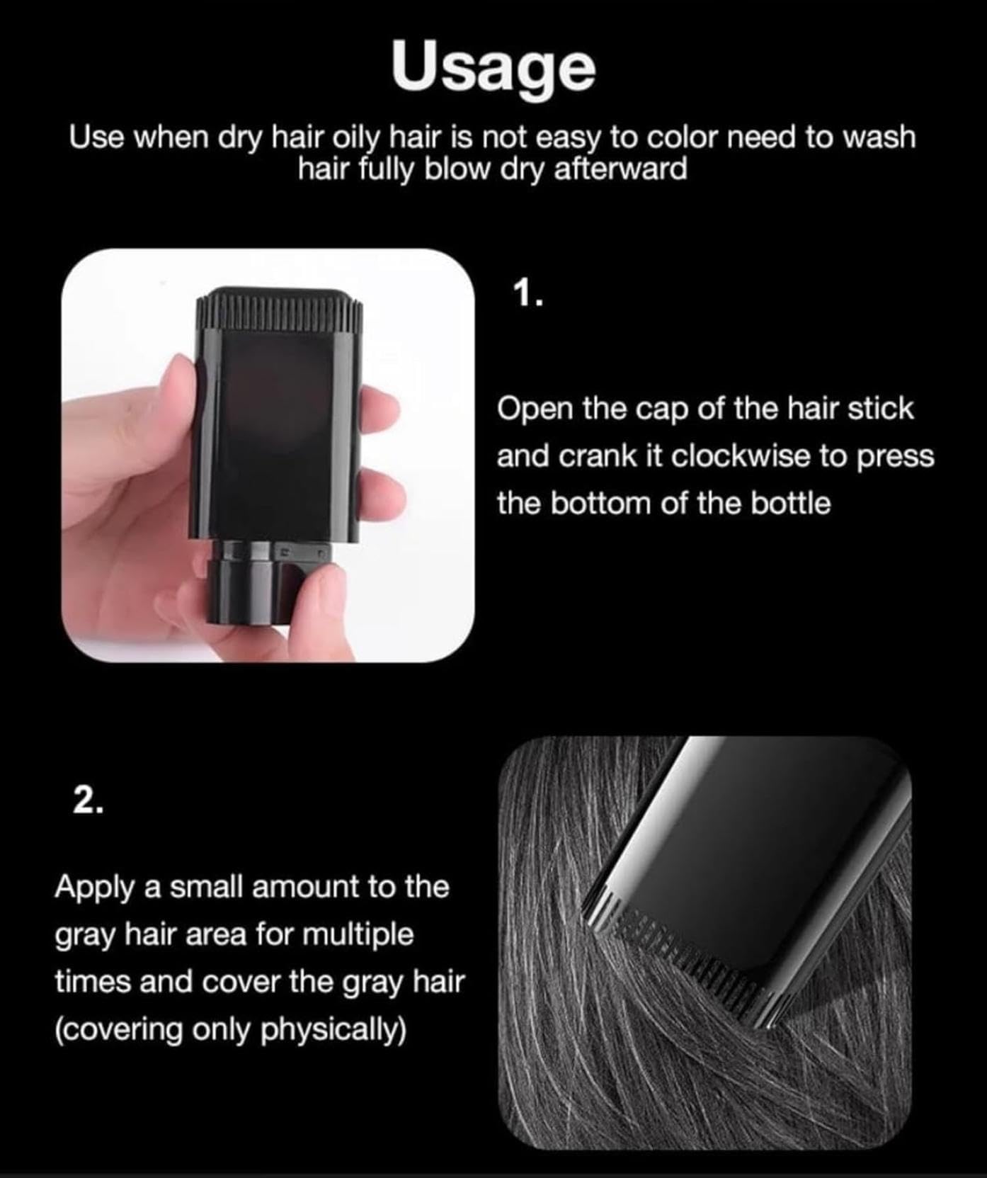 Comb Hair Dye, 2 in 1 Waterproof and Sweat-Proof Temporary Root Touch Up Tool, Black Hair Dyes with Combs Applicator, Portable Hair Colouring Cream for Women Men (Brown-2pcs, 1 Ounce)