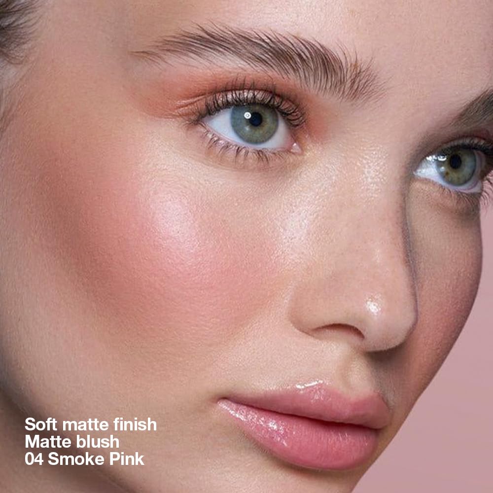 HHLTOH Single Dusty Rose Pink Matte Powder Blush Palette Face Makeup, Blush for Looks Younger Cheeks, Monochrome Cream Blushes Lightweight Long Lasting, Blush for Women All Skin Tones Paleta de, 04