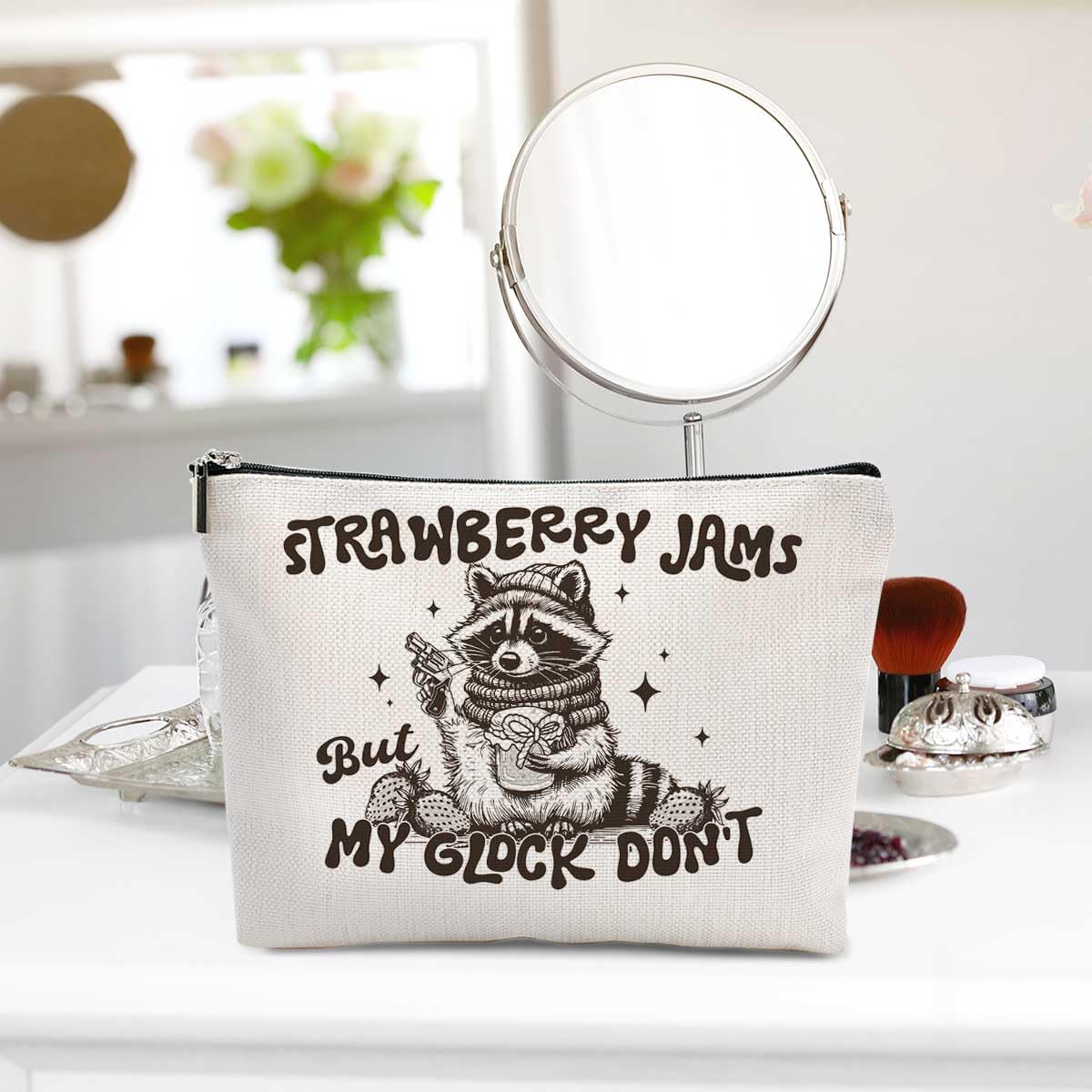 Cute Raccoon Gifts Cosmetic Bag Travel Organizer Zipper Pouch Makeup Bag Racoon Gifts for Women, Girls, Best Friend, Sister Funny Birthday-07