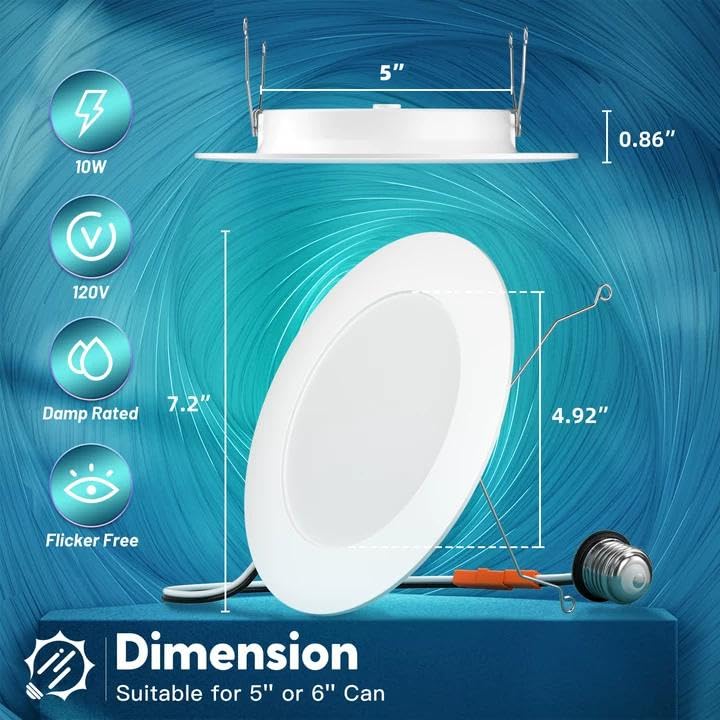 FREELICHT 24-Pack 6 In LED Recessed Lights, 5CCT (2700-6000K) White – Retrofit