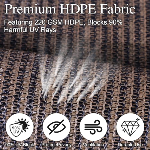 Mocha Patio Shades Roll Up Outdoor Blinds for Porch 7' W x 8' H - UV Blocker