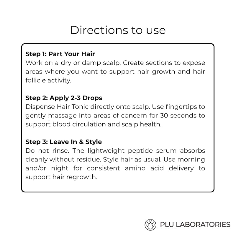 PLU Laboratories GHK-Cu Copper Peptide Hair Tonic Serum 0.33 Fl Oz - Supports Thicker Hair