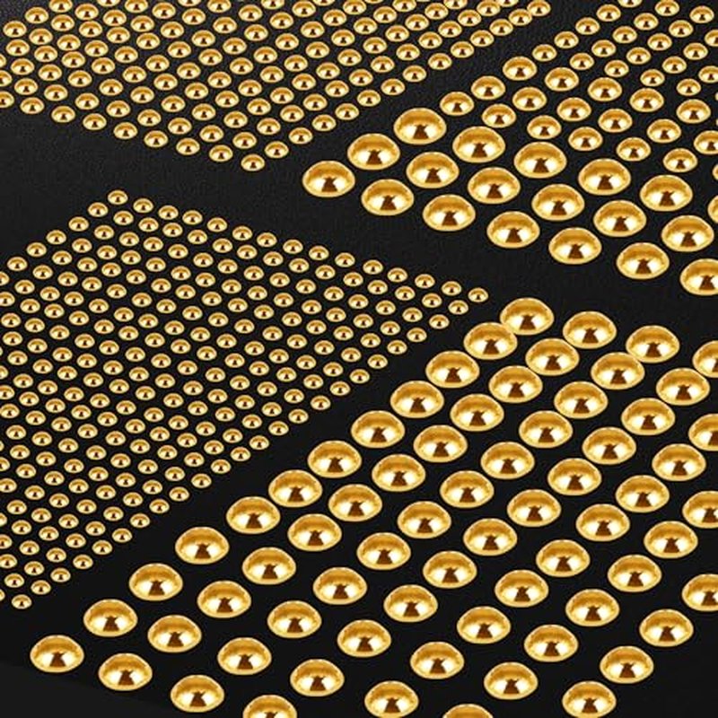 973Pcs Face & Hair Gems Stickers Fake Piercings? Self-Adhesive Face Jewels & Rhinestones for Eyes, Body, Makeup, Festivals ? 3/4/5/6mm DIY Rave Accessories for Girls, Teens & Women (Golden)