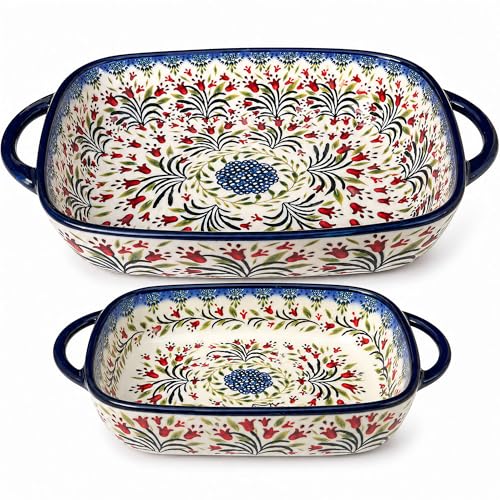 Moqidadii Olive Garland Hand-Painted Ceramic Baking Dish Set - 2 Pieces
