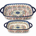 Moqidadii Olive Garland Hand-Painted Ceramic Baking Dish Set - 2 Pieces