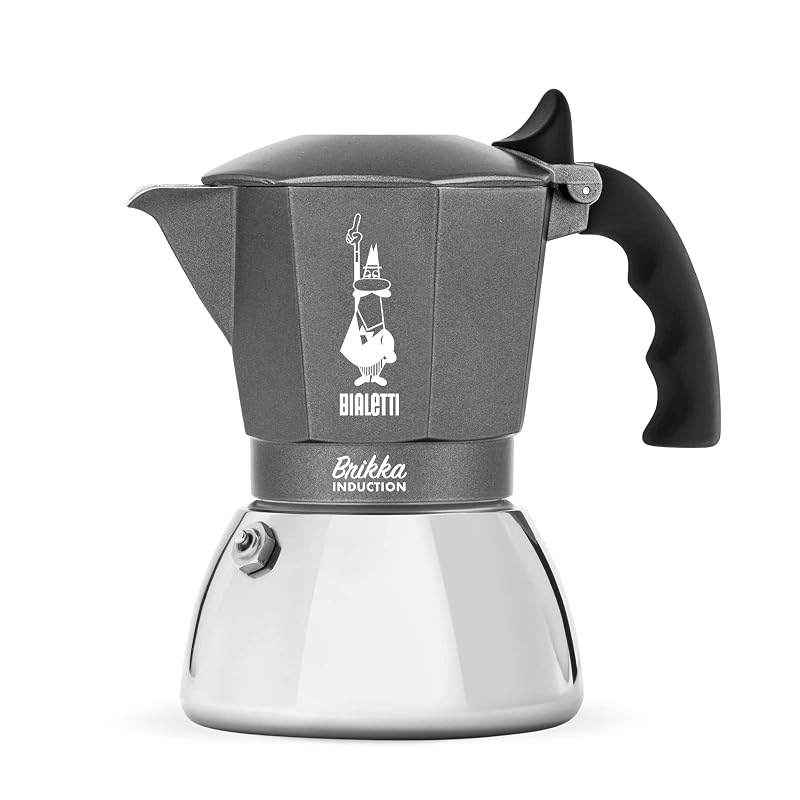 Brikka Induction 4-Cup Coffee Maker - Espresso Bar Style, 170ml, Silver (Variation: 4 tazze+BRIKKA INDUCTION)