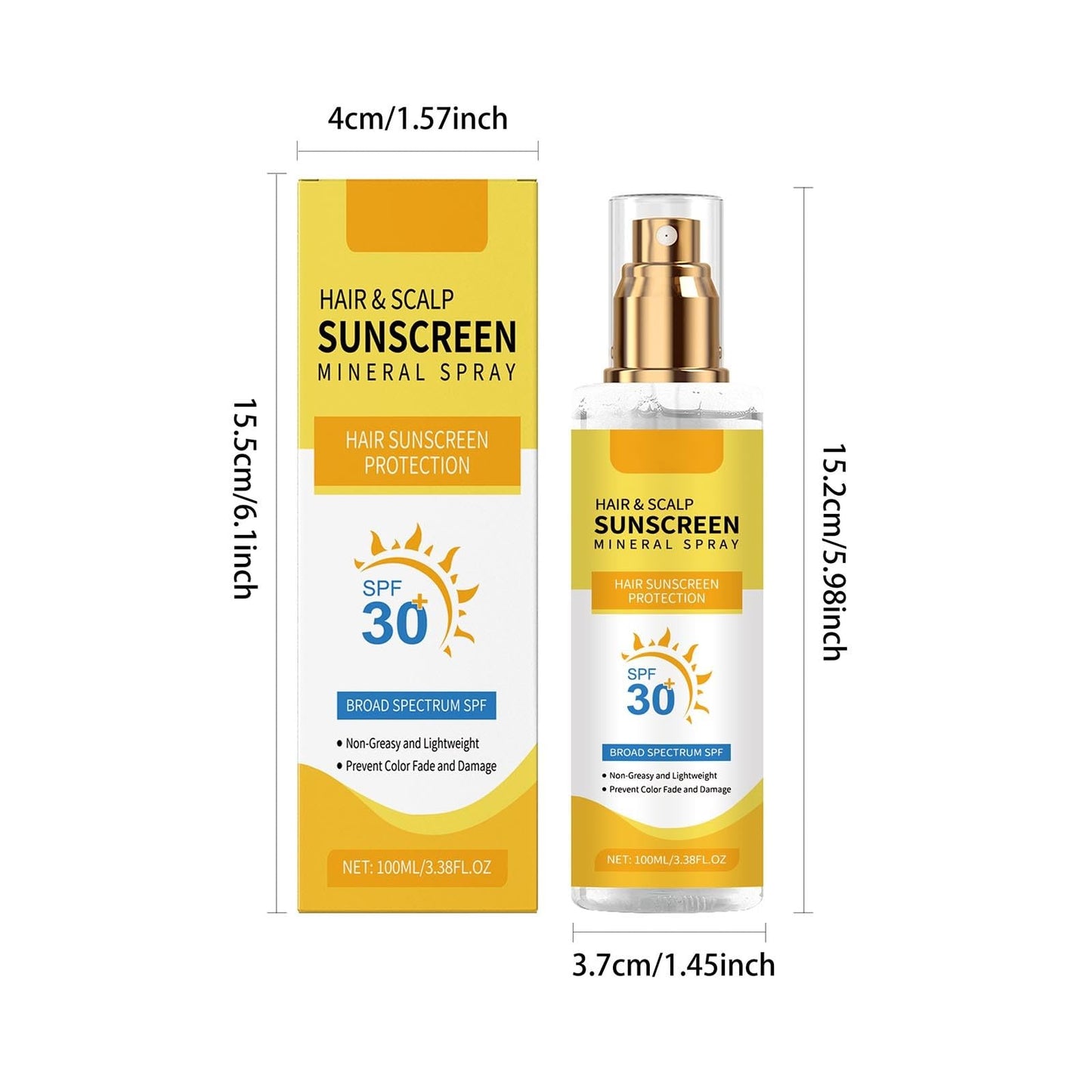 Hair & Scalp Sunscreen Spray SPF 30 | UV Protection Spray for Color-Treated Hair, Non-Greasy Scalp Shield with Coconut Oil | Broad Spectrum UVA/UVB Defense Against Fade & Dryness (2)