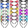 20 Pieces Reversible Sequin Cat Ear Headbands for Girls & Women - Cute Hair Accessories