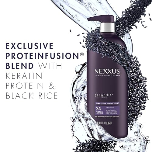 Nexxus Keraphix Damaged Hair Repair Shampoo & Conditioner Set with Keratin & Black Rice, 33.8 oz