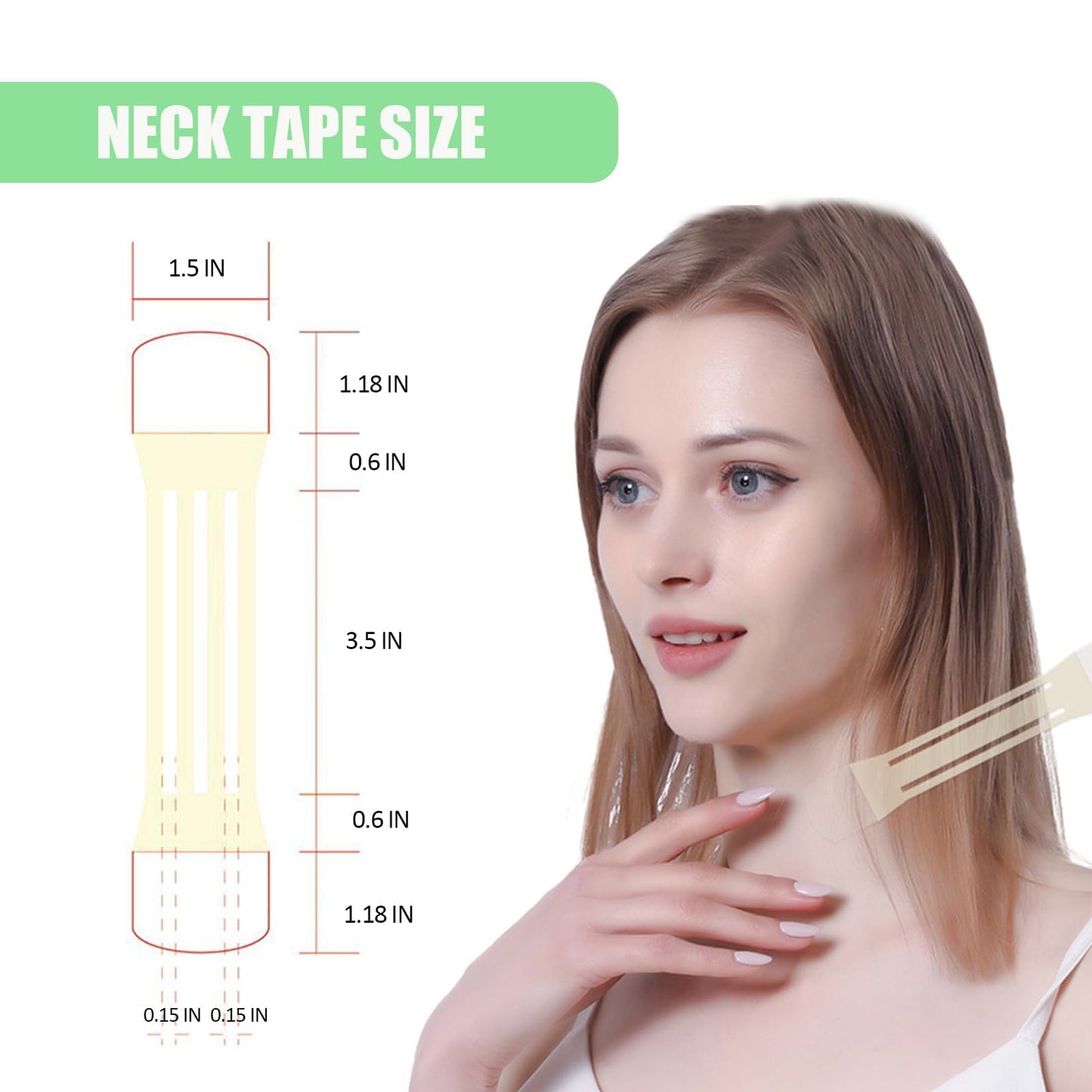 Edskyscraper Neck Tape, 40/120 PCS Neck Tape Lift Turkey Neck, Face Lifting Tape Invisible, For Lifting Loose Sagging Skin, Eye, Cheek, Double Chin, For Women Behind Neck (A(80Patches))