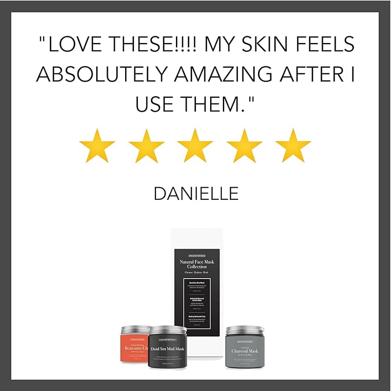 Dead Sea Mud Mask, Bentonite Clay & Activated Charcoal Set for Skin Care - Self Care Gift