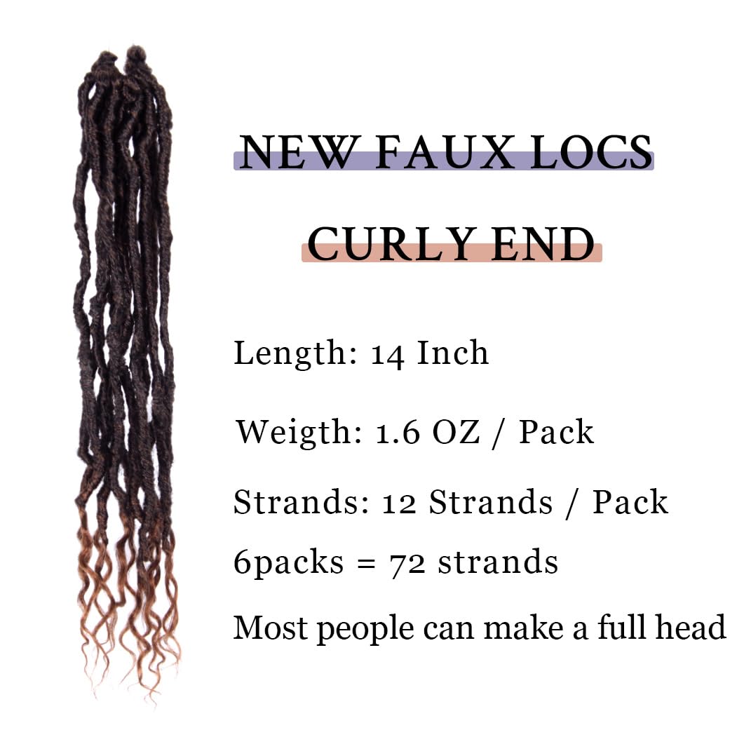 BOHOBABE Faux Locs Crochet Hair 14 Inch, Boho Soft Crochet Locs with Curly Ends, Short Bohemian Goddess Locs Crochet Braids for Black Women (6 Packs, T30)