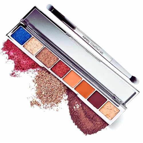 Sarelly Eyeshadow Palette | 8 Shades, 4 Finishes (Matte, Shimmer, Satin & Metallic) | Mirror & Dual-Ended Brush | Neutral Eye Makeup Kit