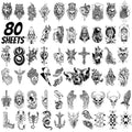 winthrop 80 Sheets Tiny Temporary Tattoos for Adult ? Black Theme Waterproof Body Art Realistic Tattoos Stickers, Include Lion Wolf Tiger Owl Skeleton Skull