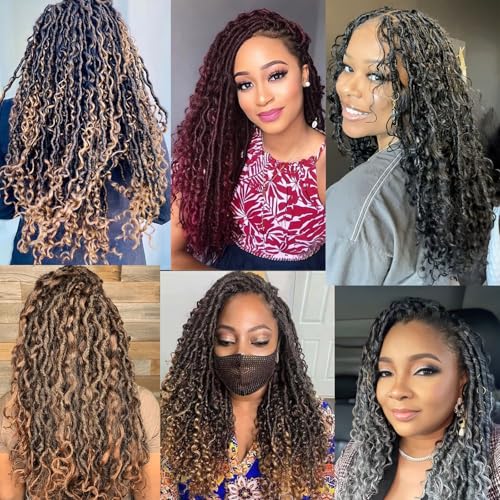 Saisifen Boho Crochet Hair Locs Ombre Grey 14 Inch for Black Women