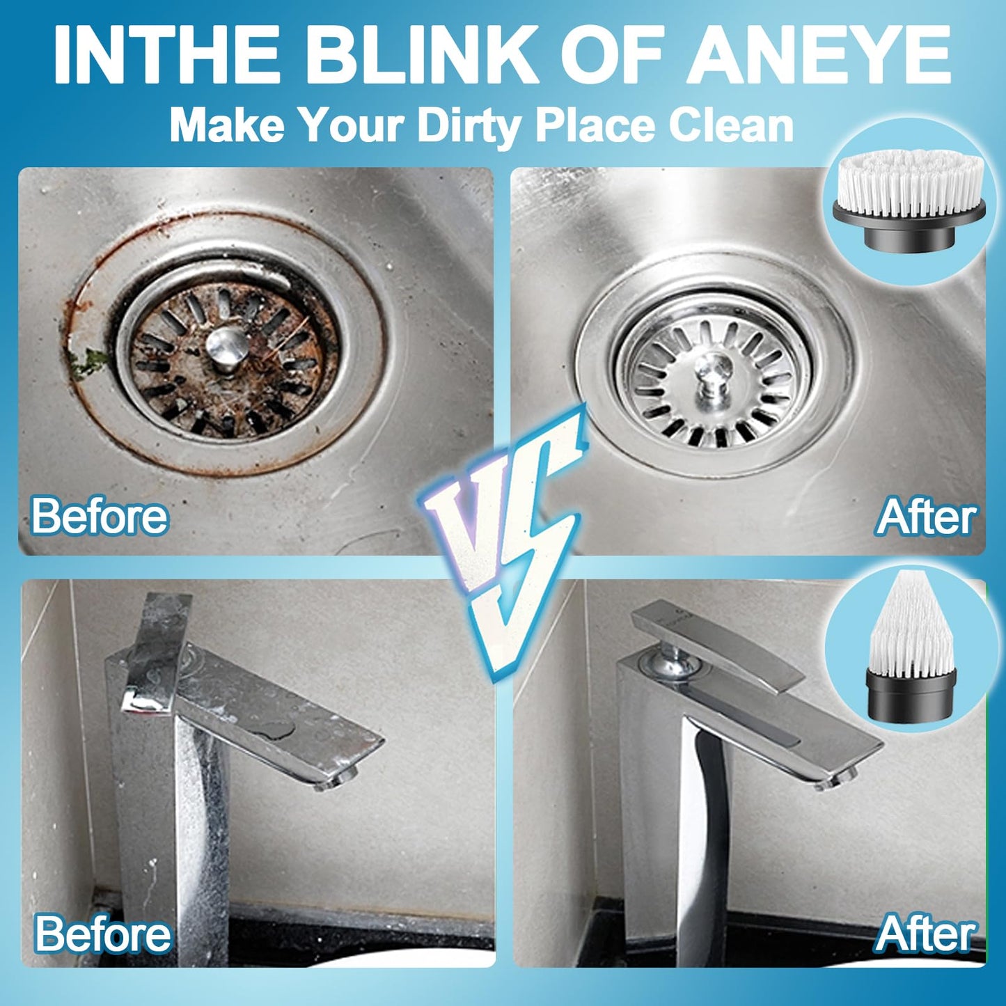 GOSLMYY Replaceable Brush Heads Set, 9 Pack Brush Heads for Electric Spin Scrubber, Cordless Spin Scrubber Brush for Most Brands of ANS-8051A&ANS-8050 Electric Cleaning Brush, for Bathroom, Kitchen