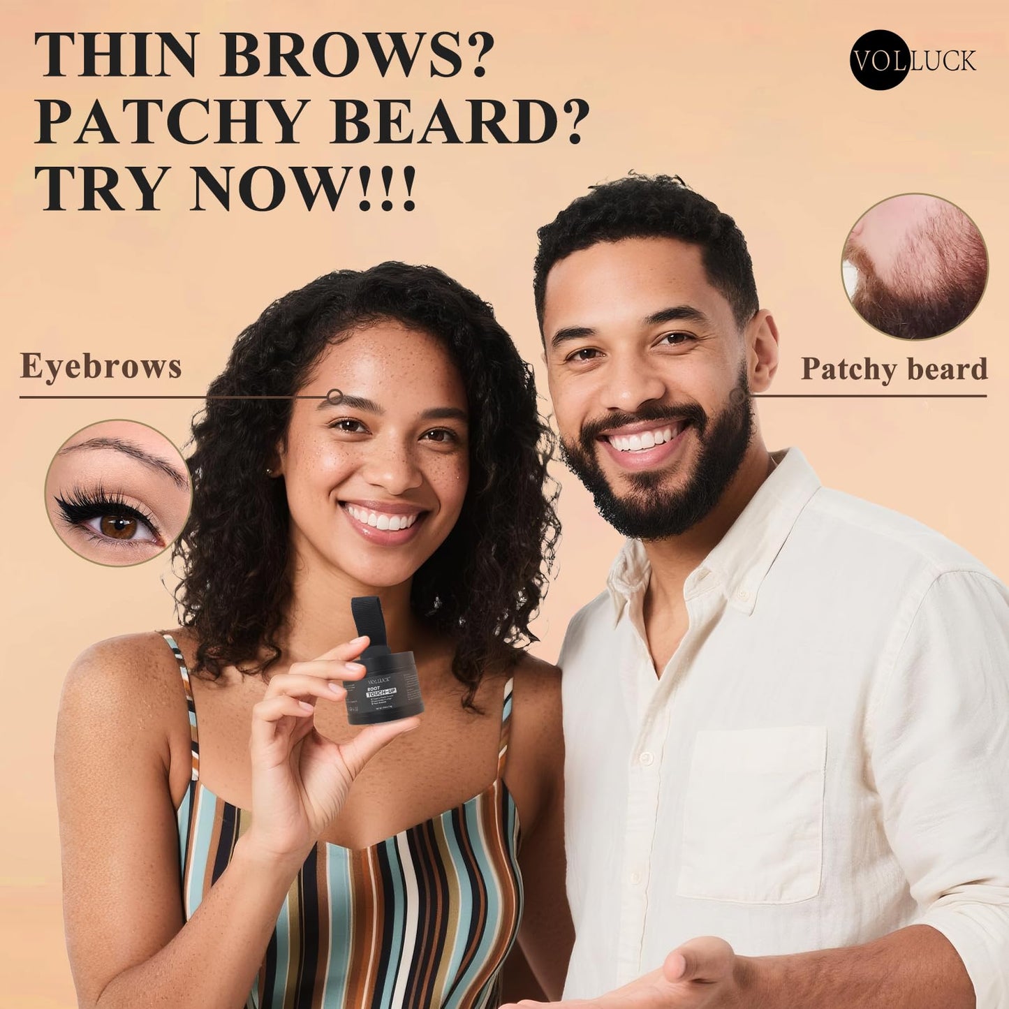 VOLLUCK Hairline Powder Instantly, Root Touch up Powder Hair Color Upgraded, Grey Root Cover up Conceals Hair Loss, Hairline Shadow for Women & Men for Thinning Hair Natural, Sweatproof (Medium Brown)