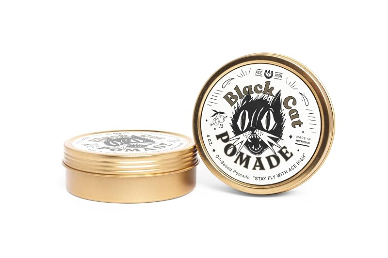 Ace High Black Cat Pomade for Men – Firm Hold, High Shine, Oil Based 4 oz