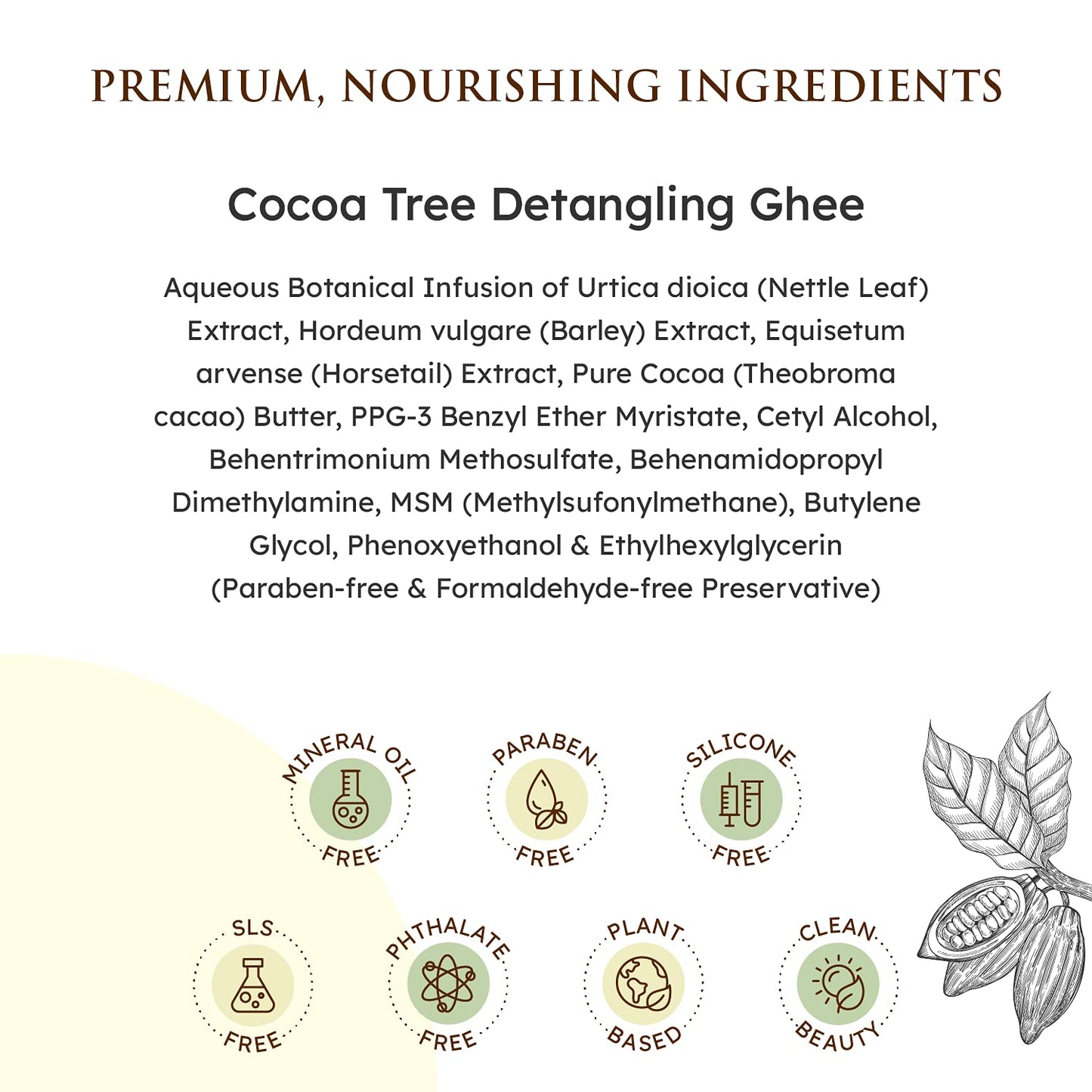 Qhemet Biologics Cocoa Tree Detangling Ghee - Softening Detangler Ideal for High Porosity 4C-3C Hair - Makes Combing Easier & Restores Pliability, Elasticity & Softness to Dry, Matted Hair (9 oz)