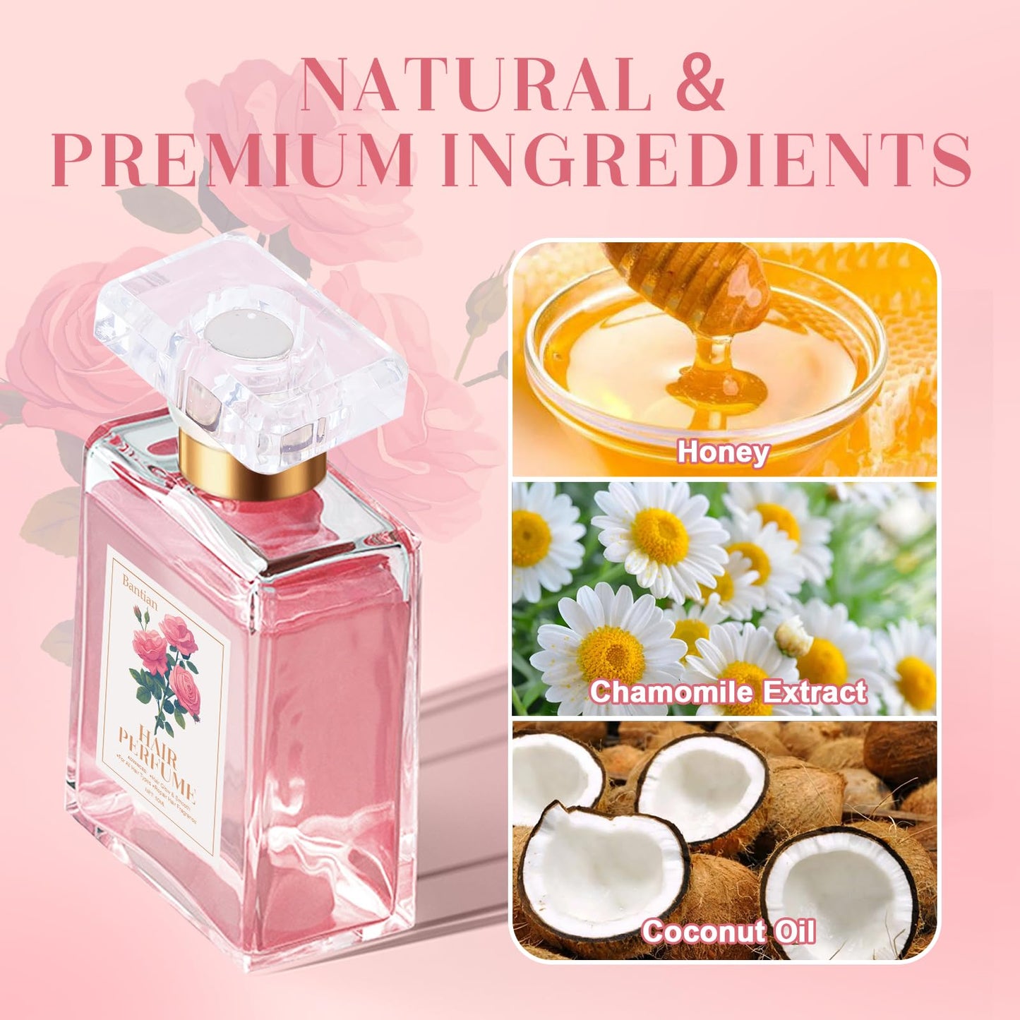 Hair Perfume for Women,Pheromones Perfumes,Long Lasting & Attractive, Hair Essential Oils Perfume-Nourishing & Hydrating, Hair Shine Spray with Honey for Sweet Scent, 1.69 Fl Oz