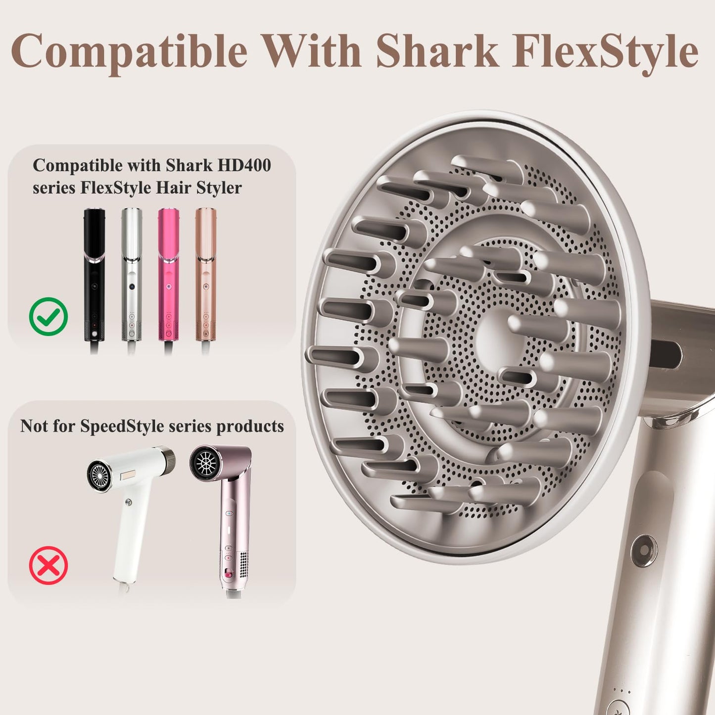 Chivixe Large Diffuser Attachment Compatible with Shark FlexStyle, Upgraded Bigger Diffuser Nozzle for Dryer Faster and Define Wavy, Curly, Coily Hair