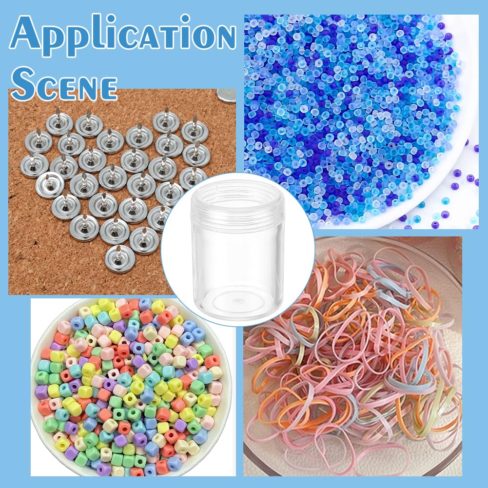 BENECREAT 24 Pack 40ml Clear Bead Jar Empty Plastic Storage Container 1.5x2inch with Rounded Screw-Top Lids for Beads, Nail Art, Glitter, Make Up, Cosmetics and Travel Cream