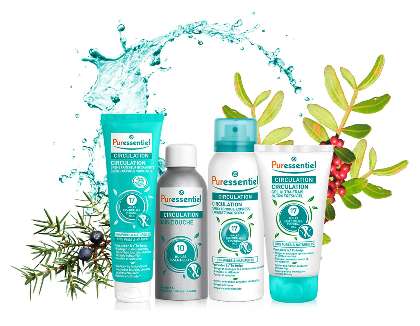 Puressentiel Circulation Moisturizing Cooling Cream - 100% Pure And Natural Oils - Alcohol Free - Supports Circulation - Provides Instant, Lasting Relief For Tired Legs, Ankles And Feet - 3.4 oz