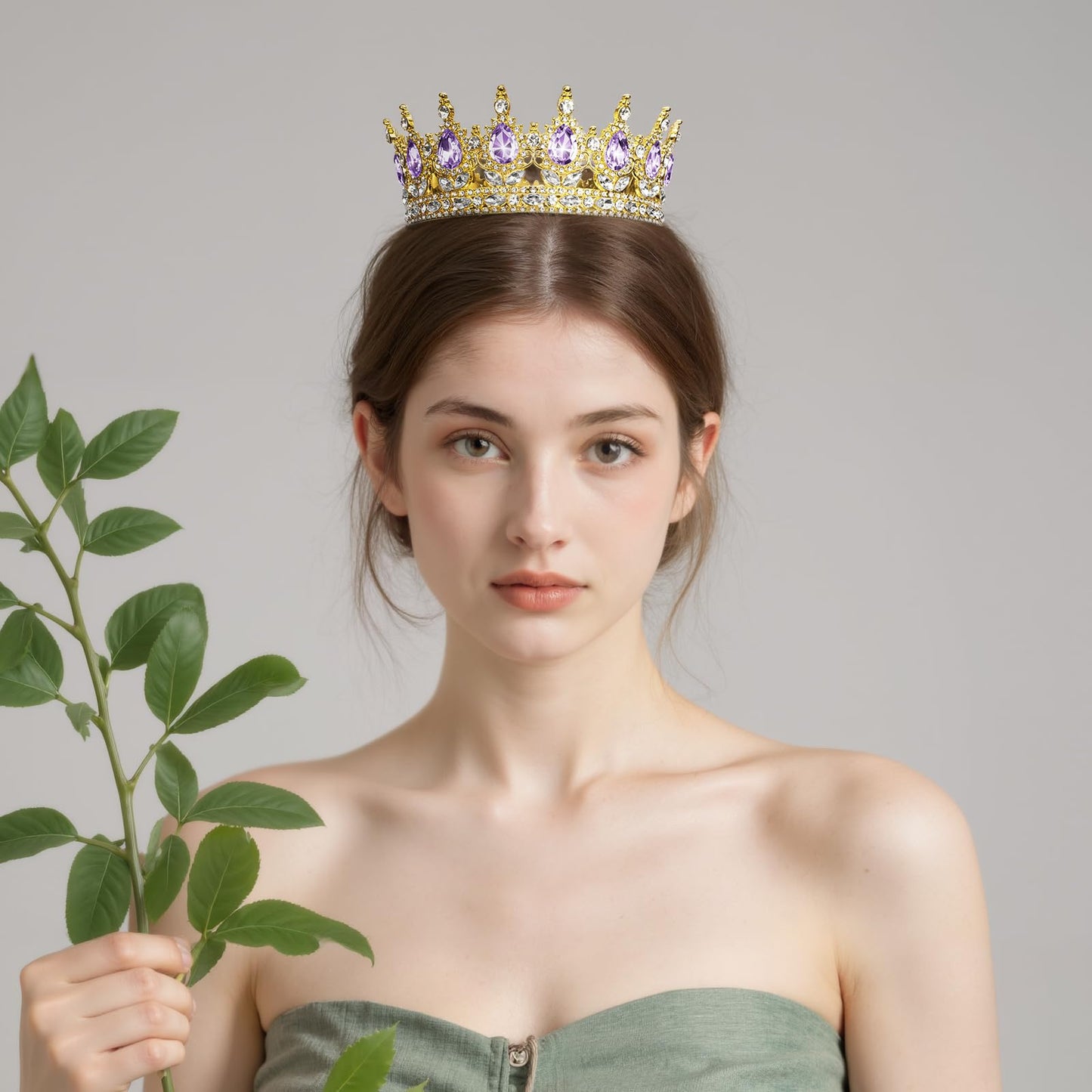 Onedor Gold Crown for Women Crystal Rhinestone Tiara Queen Headpiece for Wedding Prom Pageant Birthday Princess Theme Costume Party Hair Accessories and Cake Topper Decoration