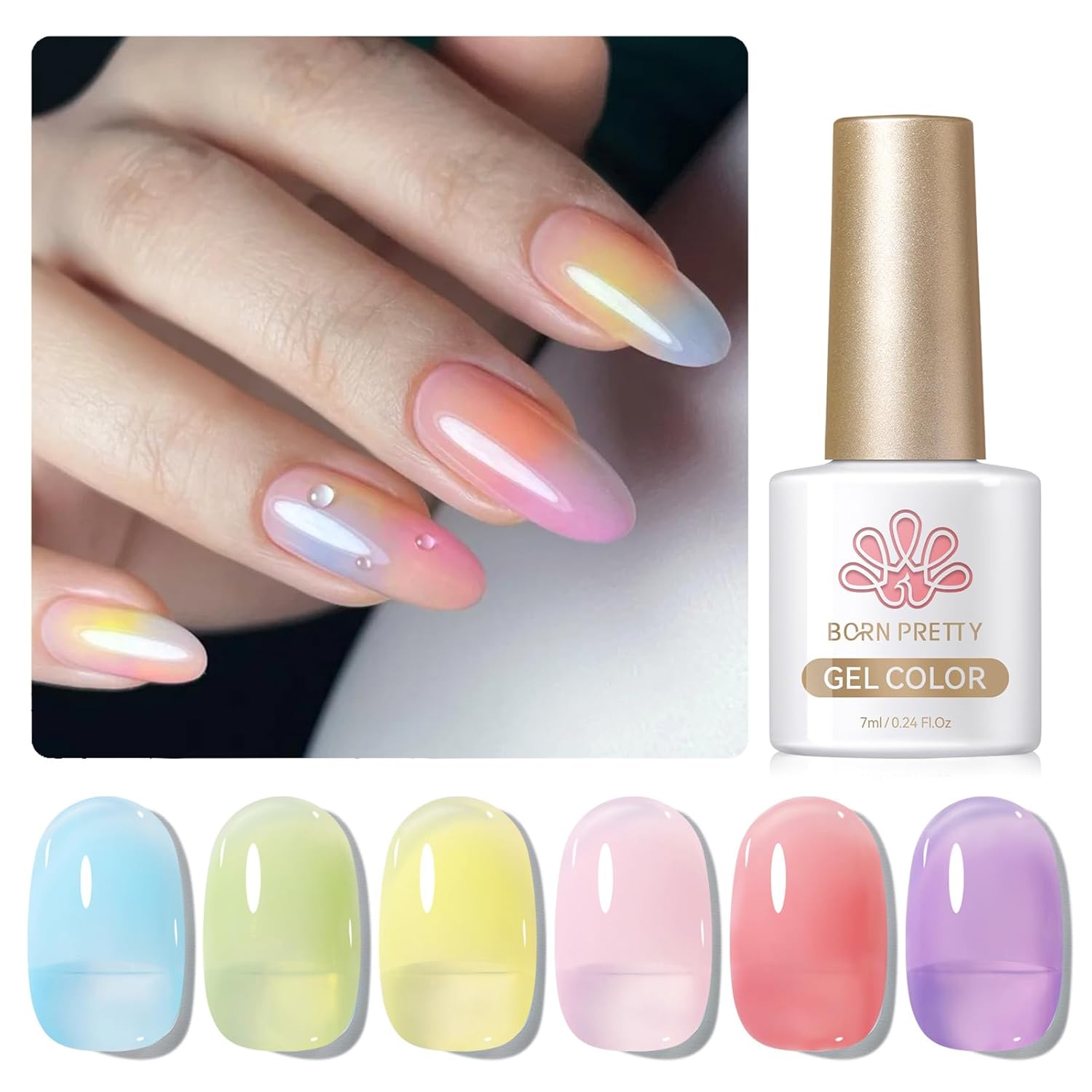 Born Pretty Neon Jelly Gel Nail Polish Set - Halloween Colors, Soak Off UV/LED for Salon & DIY
