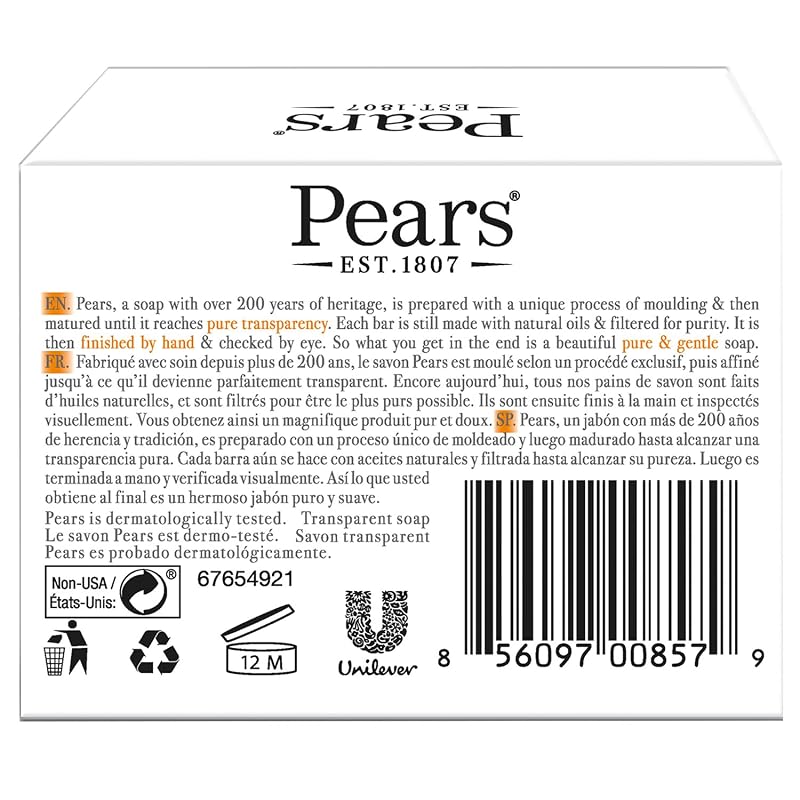 Pears Glycerin Soap Amber 24-Pack 4.4 oz Each – Original Transparent Soap Variation