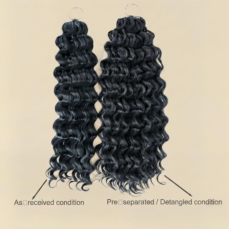 Synthetic Deep Wave Crochet Hair 16 Inch 100g 1B Natural Black – Miracle Knots (Variation #1B Natural Black+16 Inch-100g)