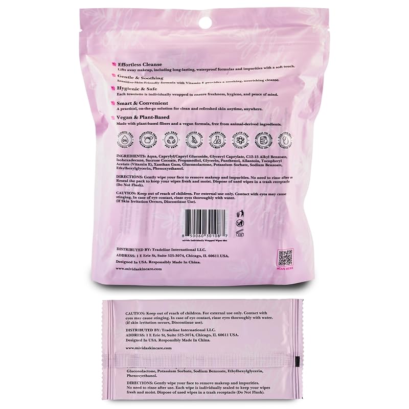 Fragrance Free Makeup Remover Wipes, 200 Count 5 Packs x 40 Count (Vitamin E)
