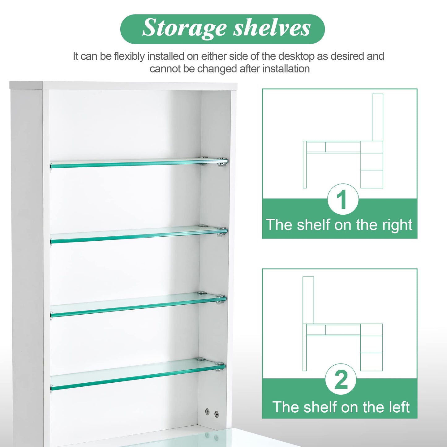 BarberPub Manicure Table with Drawers, Storage Shelves Spa Beauty Salon Station Nail Desk 2673, 45*60*19 inch (White)