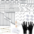 84PCS Body Septum Piercing Kit 14G 16G Tools for Nose Tongue Lip Ear Eyebrow Belly Button Cartilage Tragus Industrial Barbell Helix Daith Piercing Jewelry Clamps