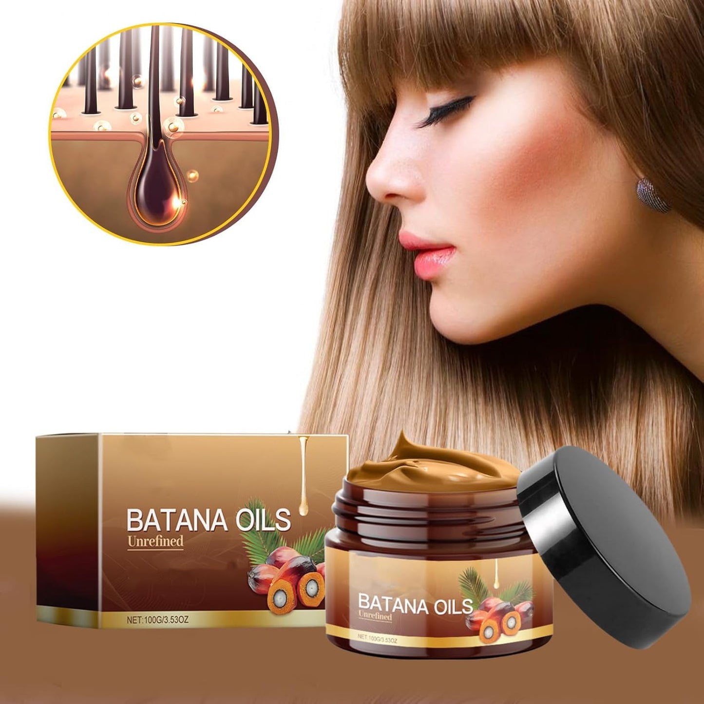 Batana Natural Hair Growth Conditioner, Batana Oil for Hair Growth, Natural Organic Butter Conditioner for Revitalized Shiny, Thicker, Fuller Hair (1)
