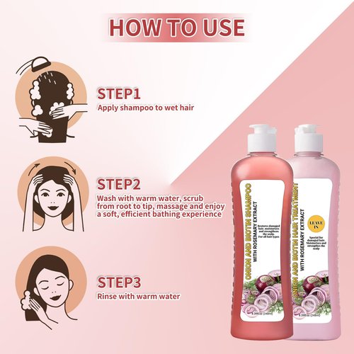 Onion Biotin and Rosemary Shampoo, Onion Rosemary Shampoo Set for Soft Hair & Shine for Hair Growth, Hair Loss and Thinning Hair, for All Hair Types